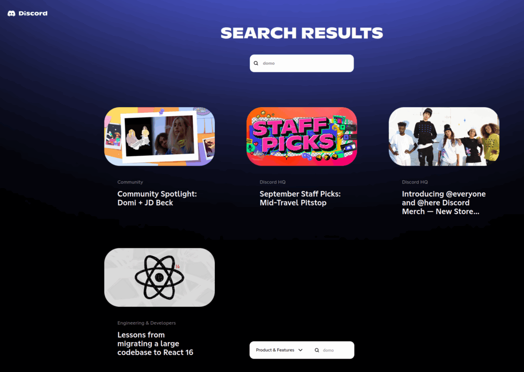 Screenshot of the Discord blog showing no partnership either there.